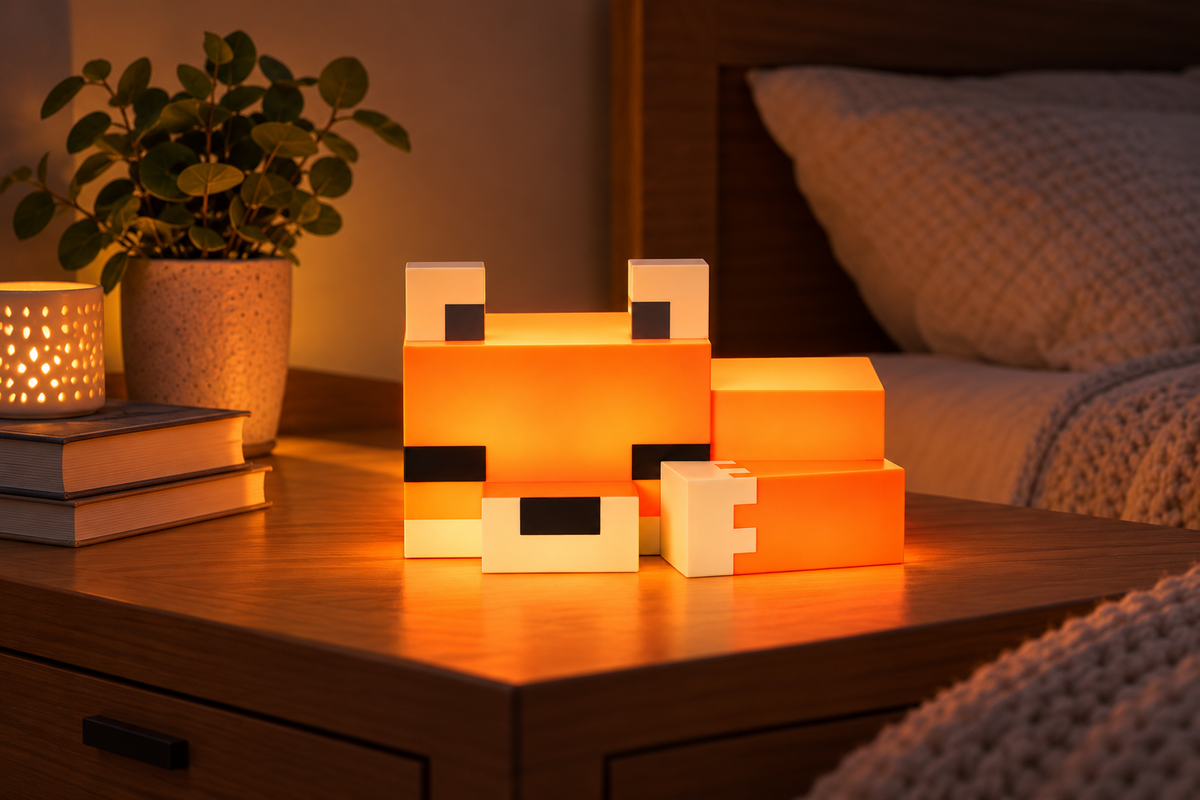 ObiPixel – Blocky Fox Night Light — same hero product in evening, light on
