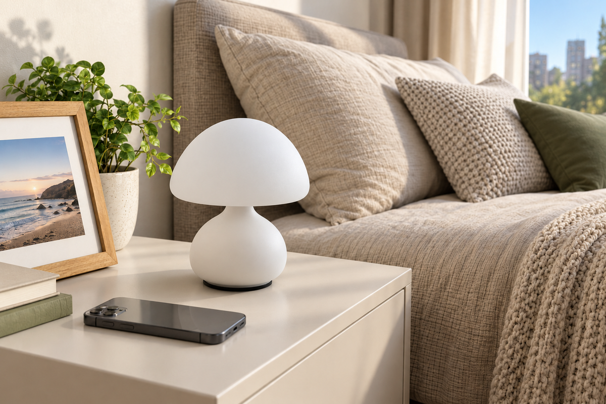 ObiPuffball – Pat-Touch Mushroom Lamp — same hero product in daylight, light off