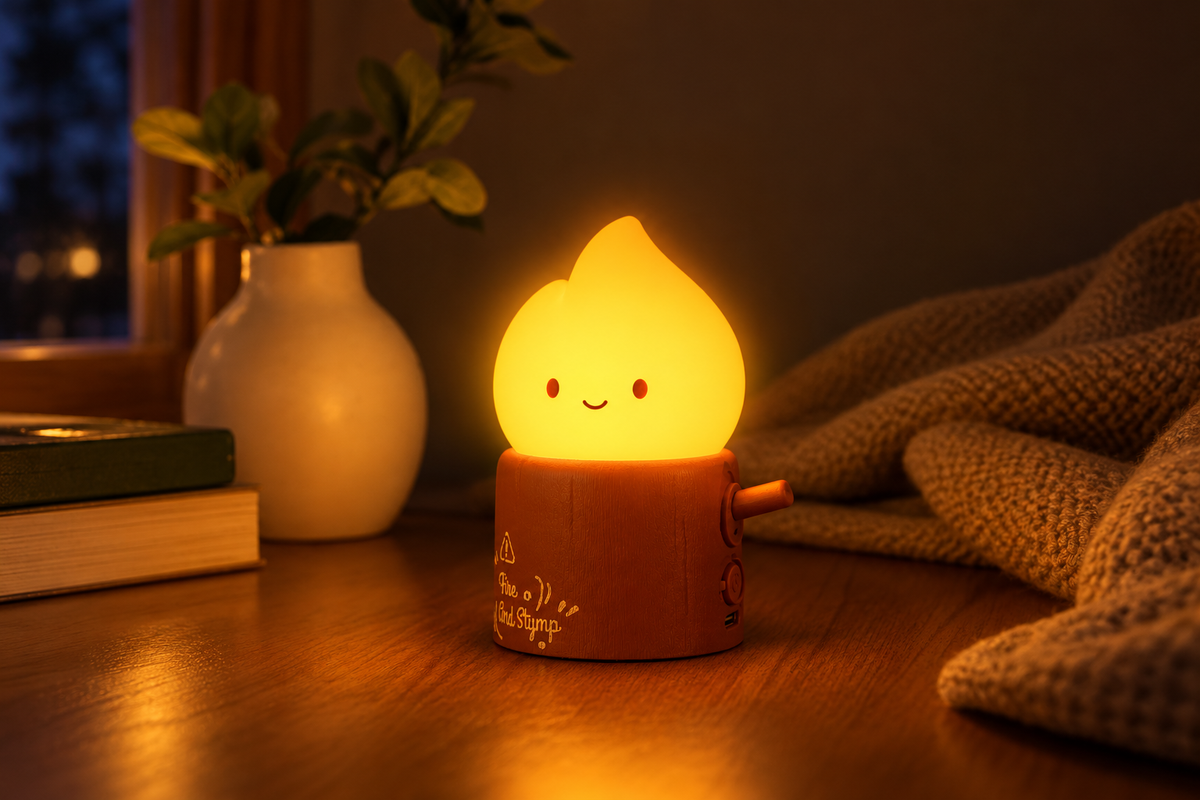 ObiSmores – Campfire Night Light — same hero product in evening, light on