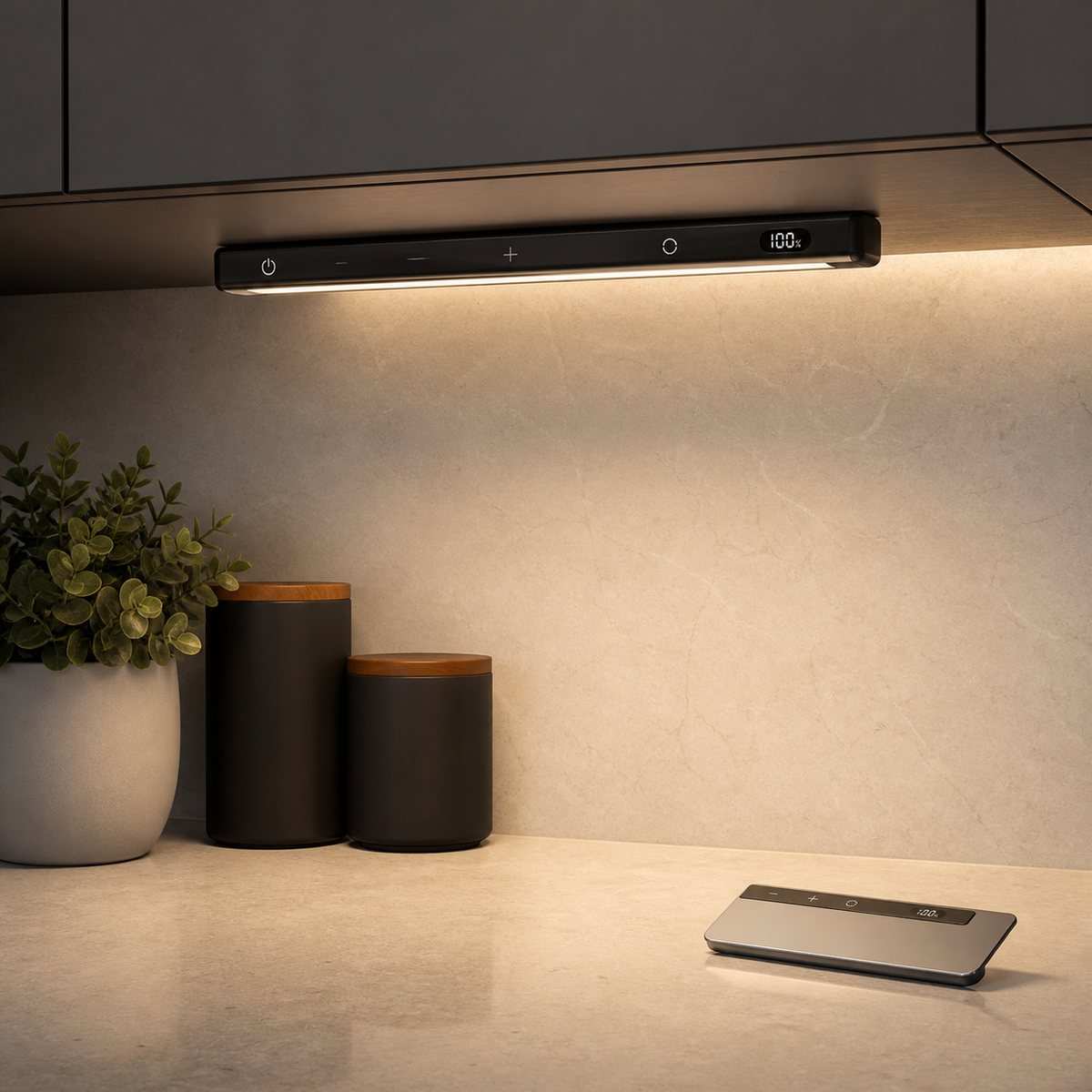 Vanity Bar — Black shown in a room setting
