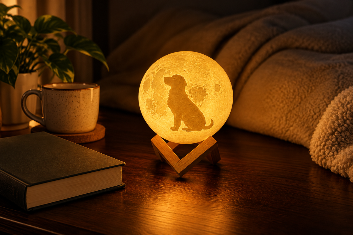 Photo Moon – Custom Photo Moon Lamp — same hero product in evening, light on