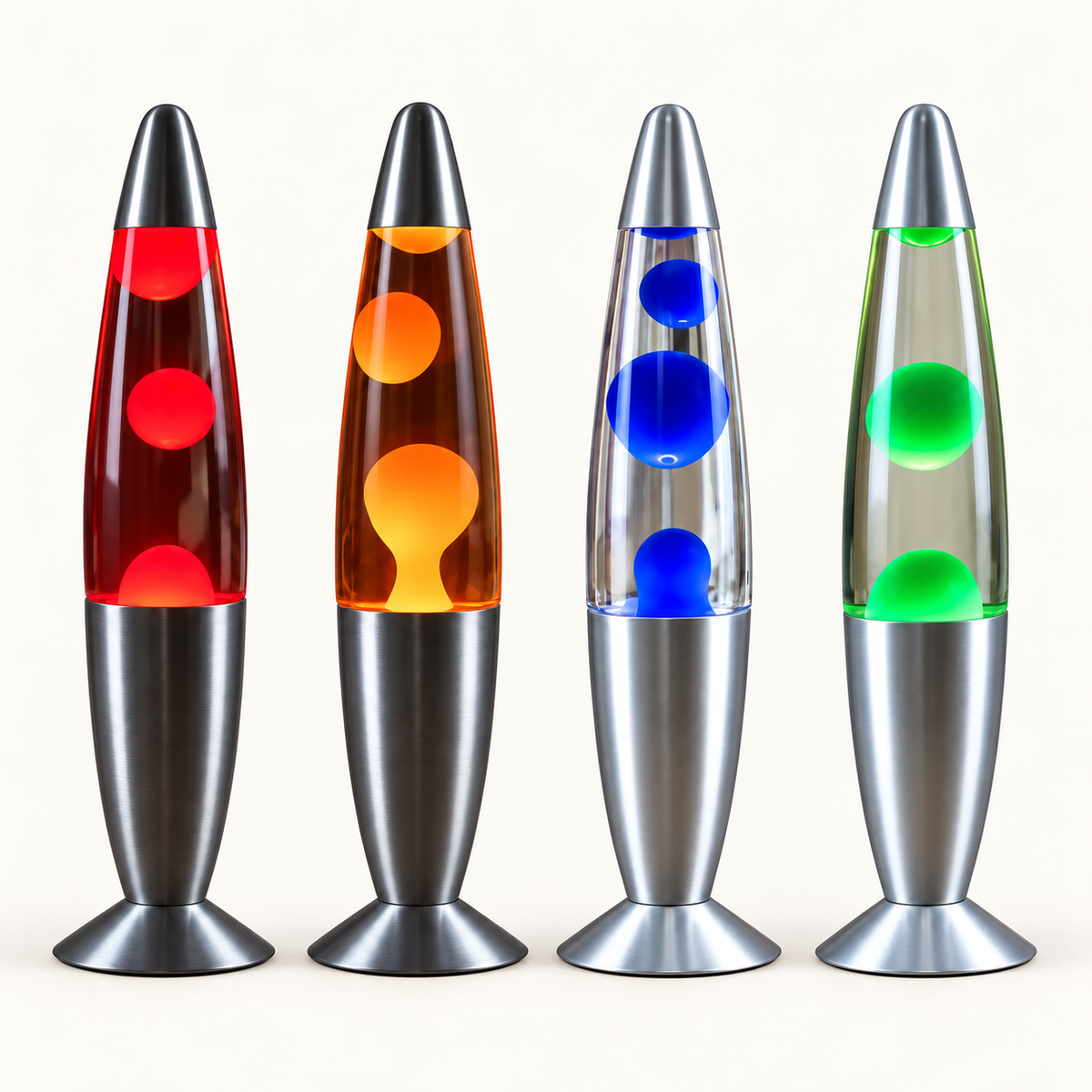 Retro Lava — four separately available color options: Red, Orange, Blue and Green