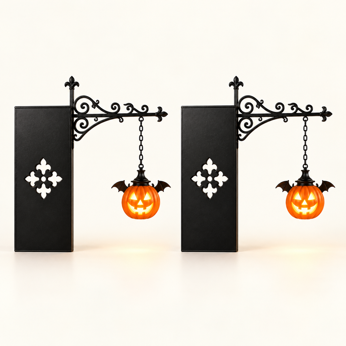 Shelf Lantern - Set of 2 / Mini Pumpkin - complete set neatly arranged