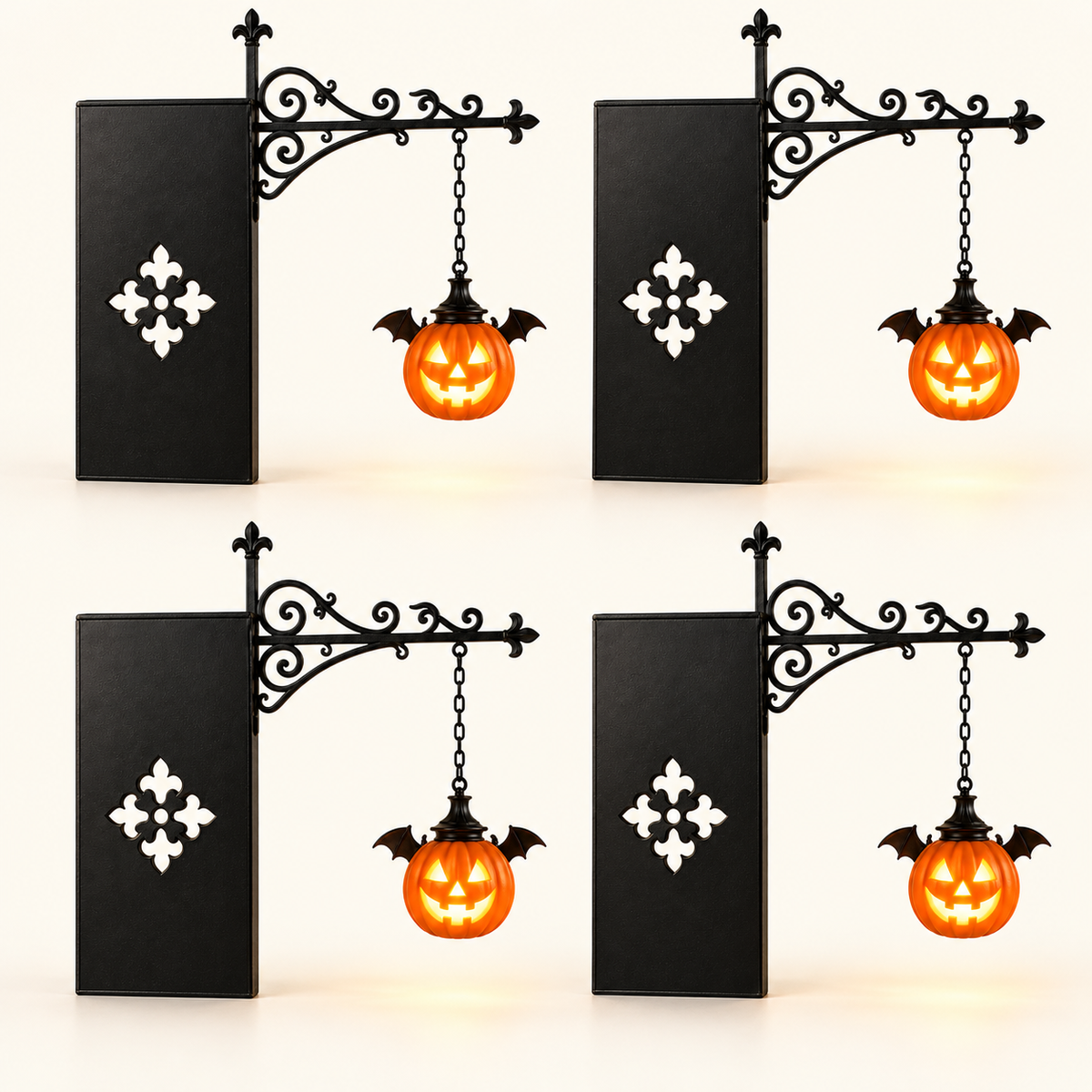 Shelf Lantern - Set of 4 / Mini Pumpkin - complete set neatly arranged