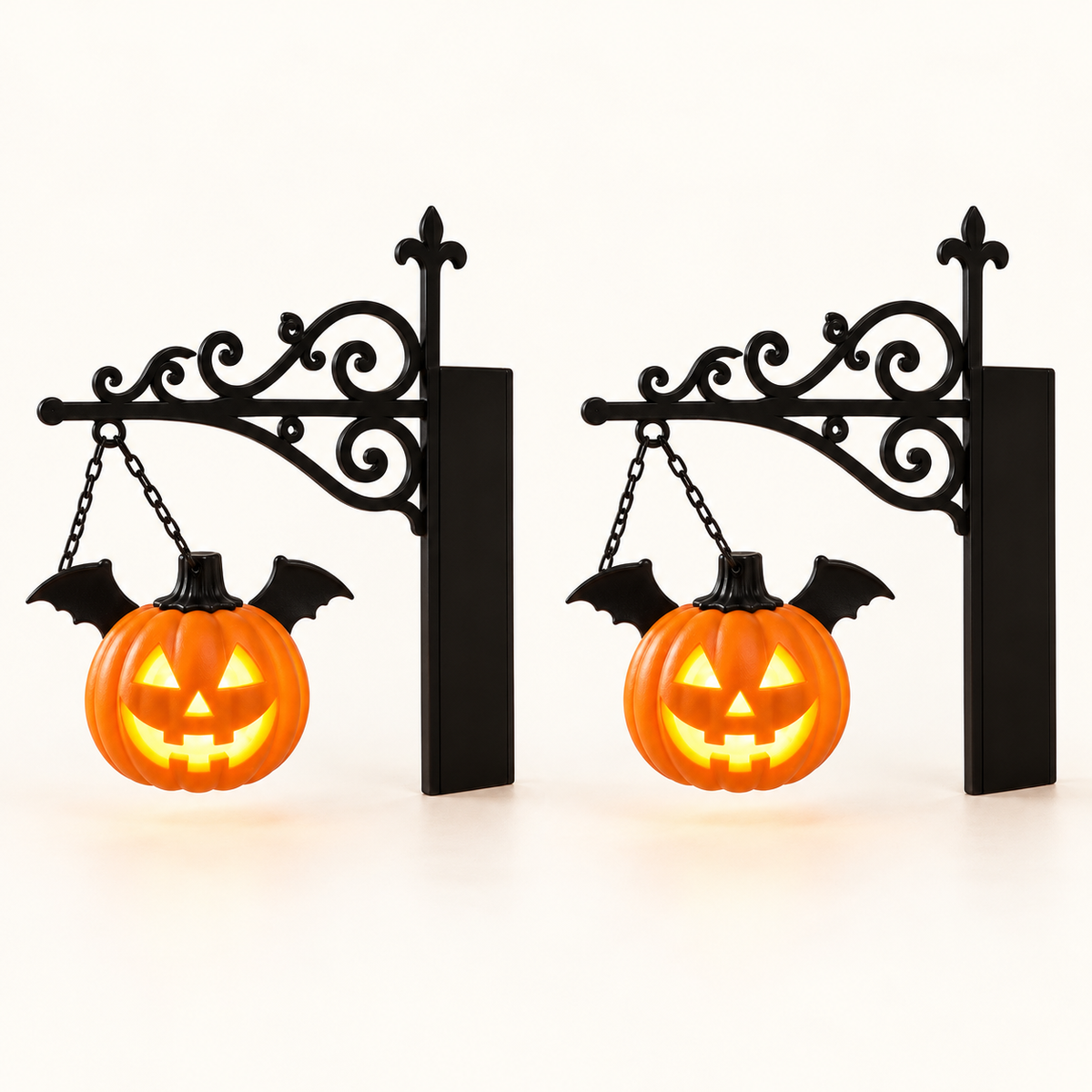 
Shelf Lantern - Set of 2 / Pumpkin & Bat - complete set neatly arranged