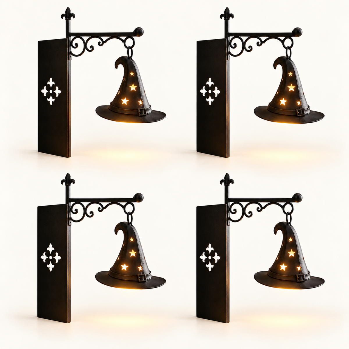 
Shelf Lantern - Set of 4 / Witch Hat - complete set neatly arranged