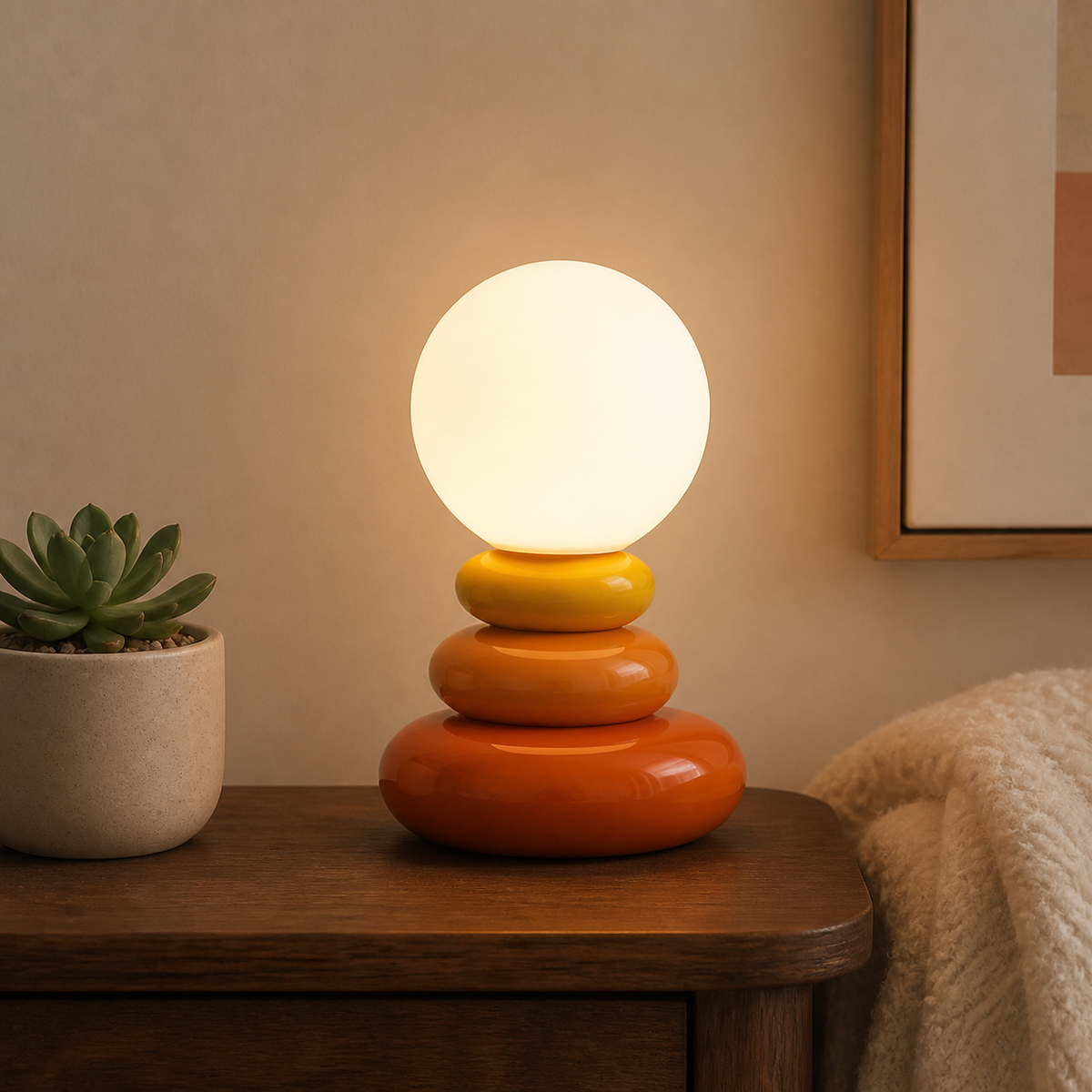 Stone Cairn — Orange shown in a room setting