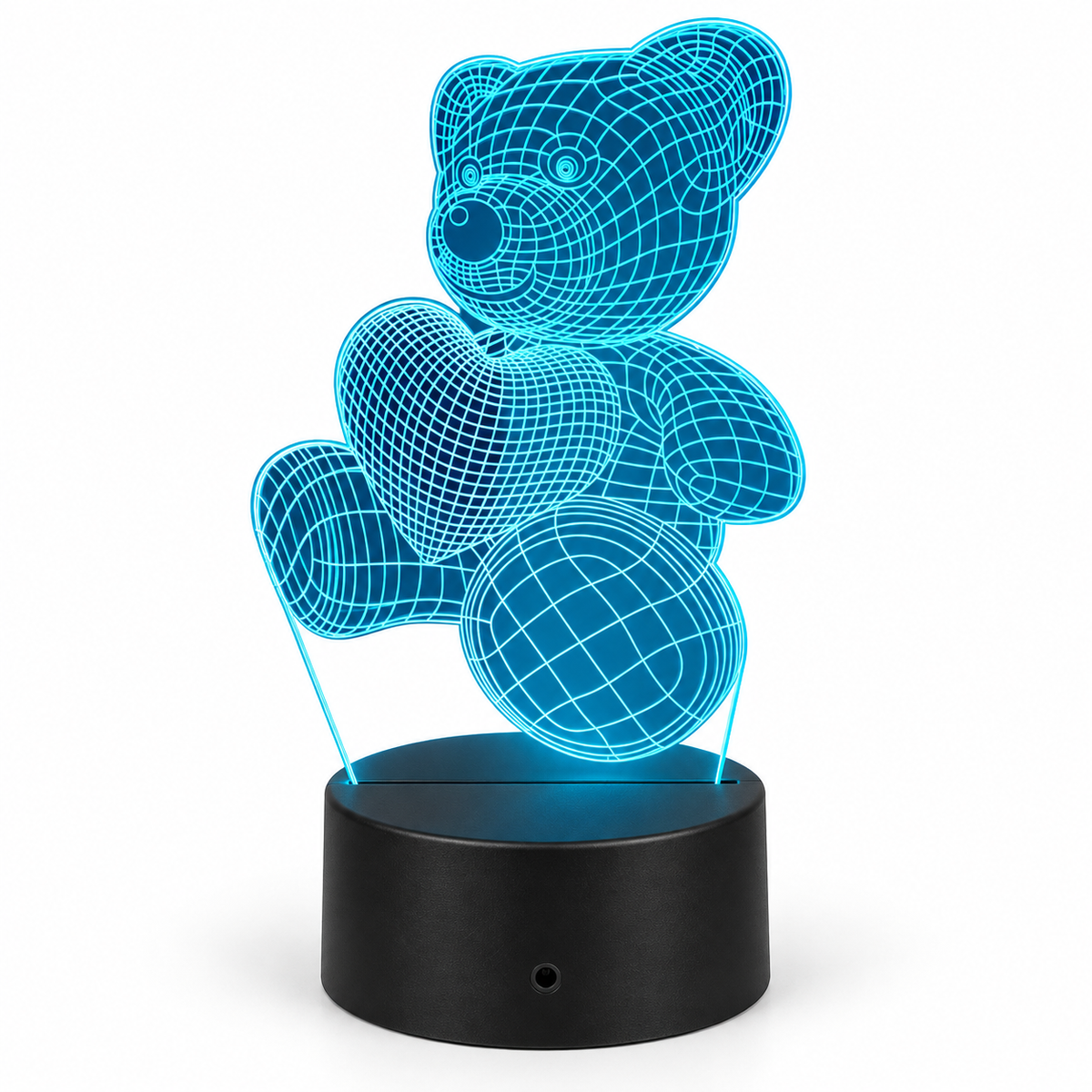 Love Struck – 3D Heart Table Lamp - Black Base / Teddy Bear variant