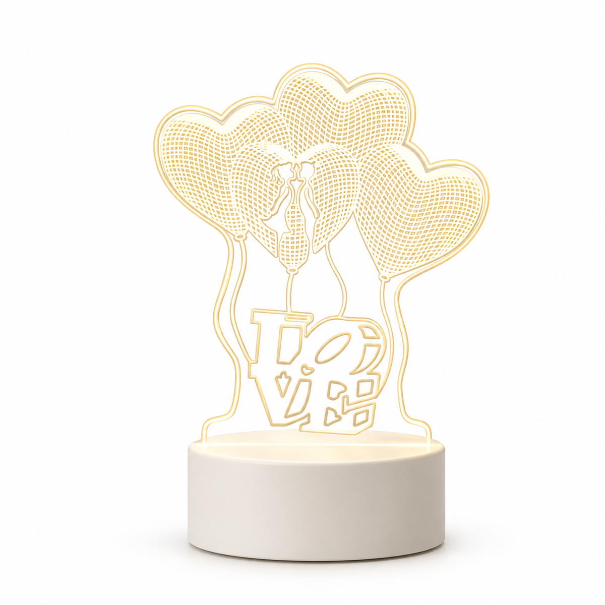 Little Glimmer – Acrylic 3D Illusion Night Lamp - Love Hearts variant