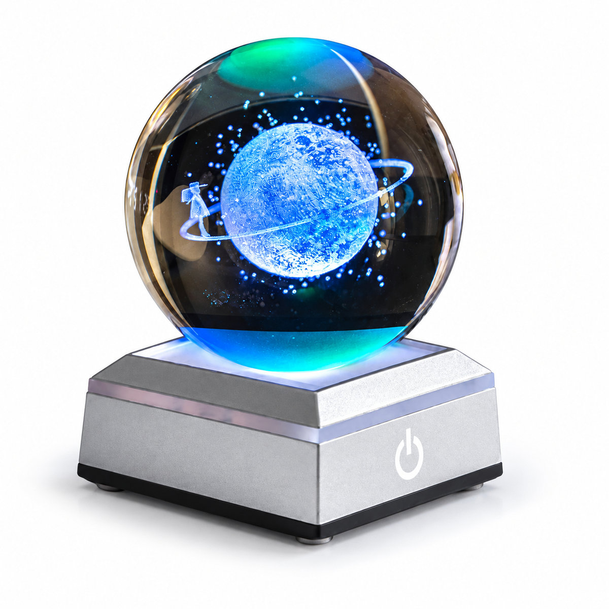 Crystal Globe – Glowing Crystal Ball Lamp - Saturn variant