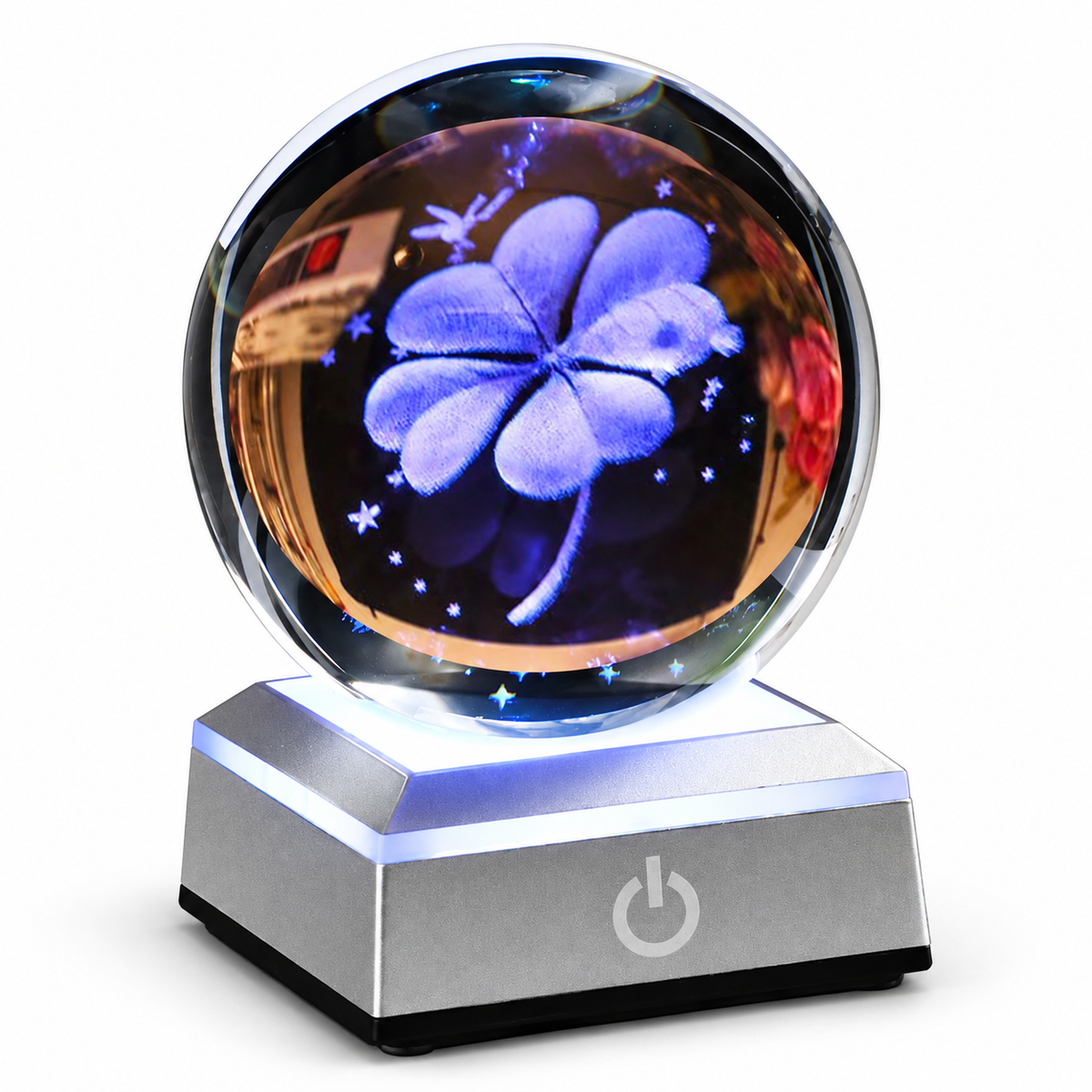 
Crystal Globe – Glowing Crystal Ball Lamp - Four-Leaf Clover variant