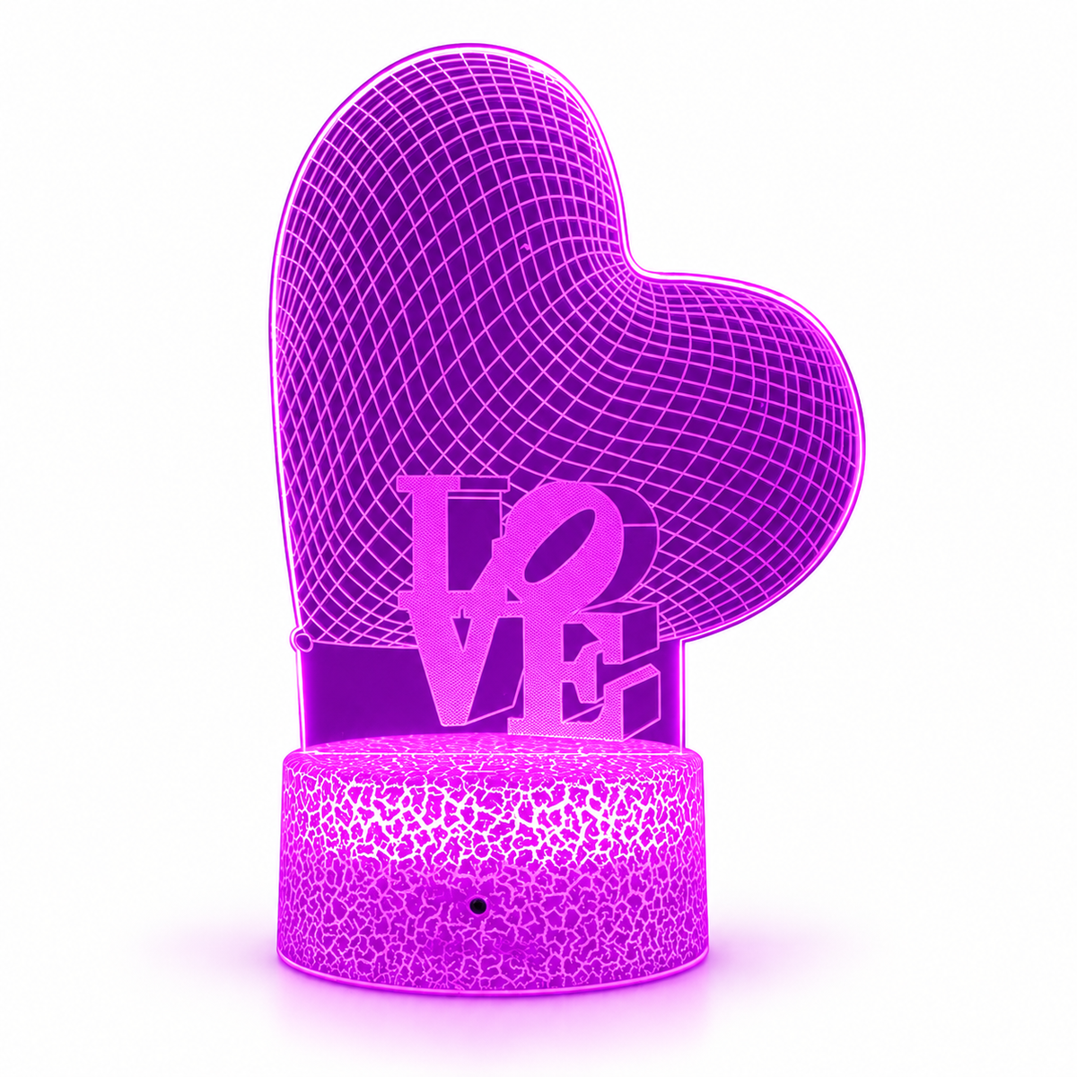 
Love Struck – 3D Heart Table Lamp - Crackle Base + Remote / LOVE Stack variant