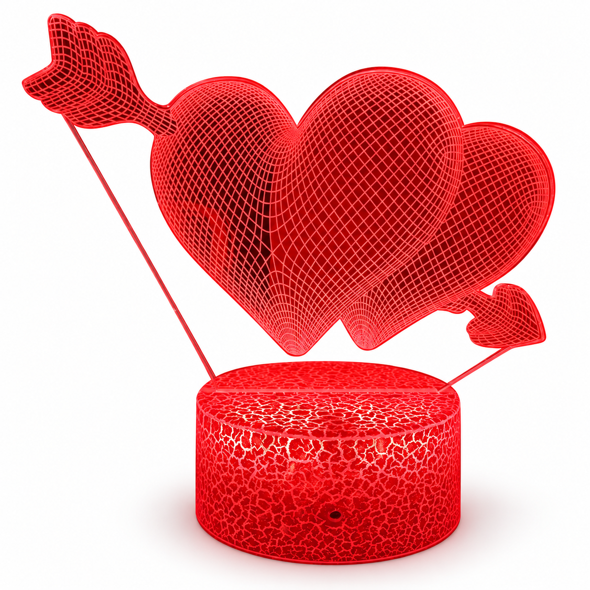 Love Struck – 3D Heart Table Lamp - Crackle Base / Double Hearts variant