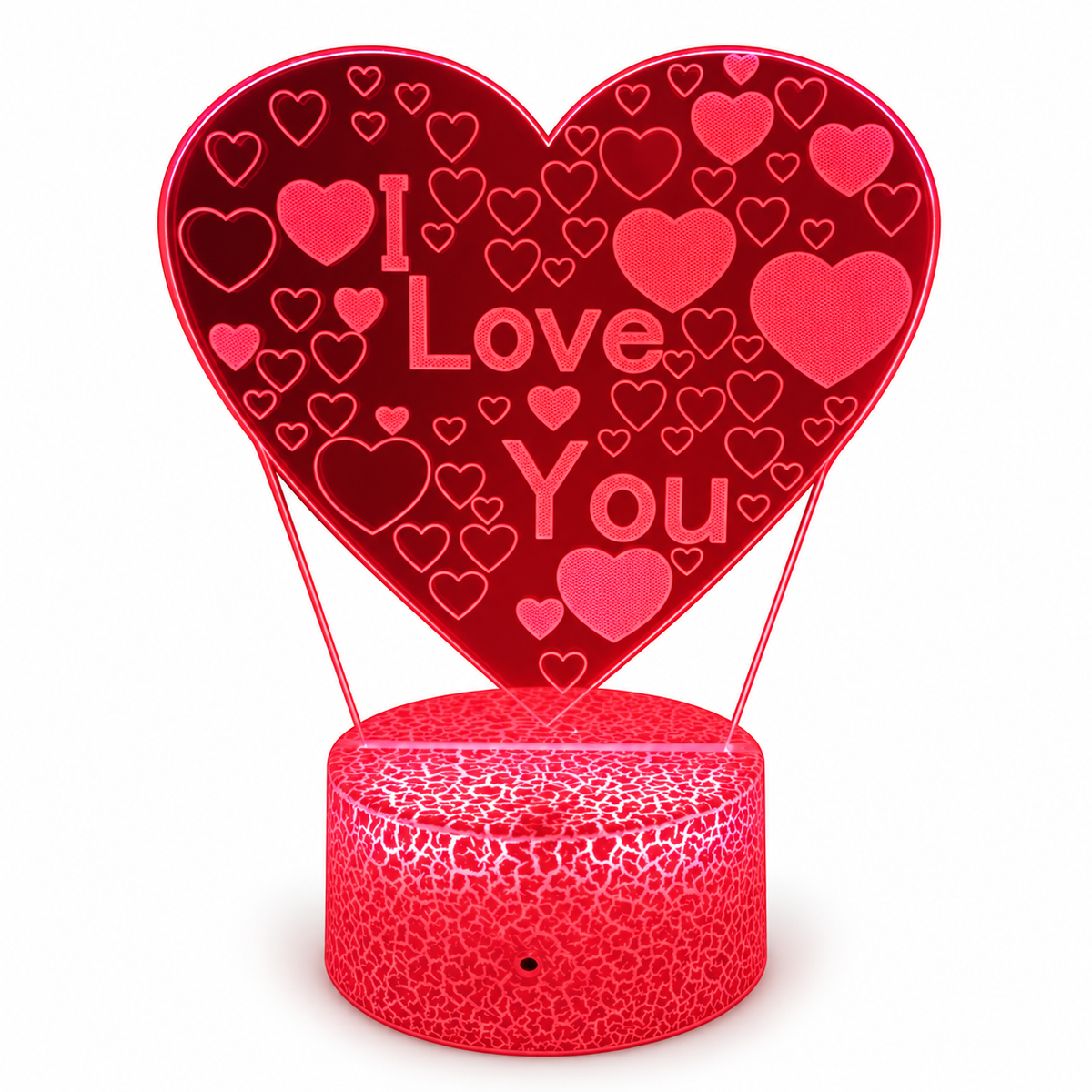 
Love Struck – 3D Heart Table Lamp - Crackle Base + Remote / Heart Collage variant