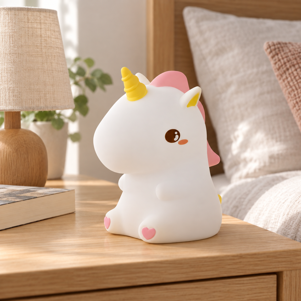 
ObiBuddies — unicorn lamp on a table in daylight