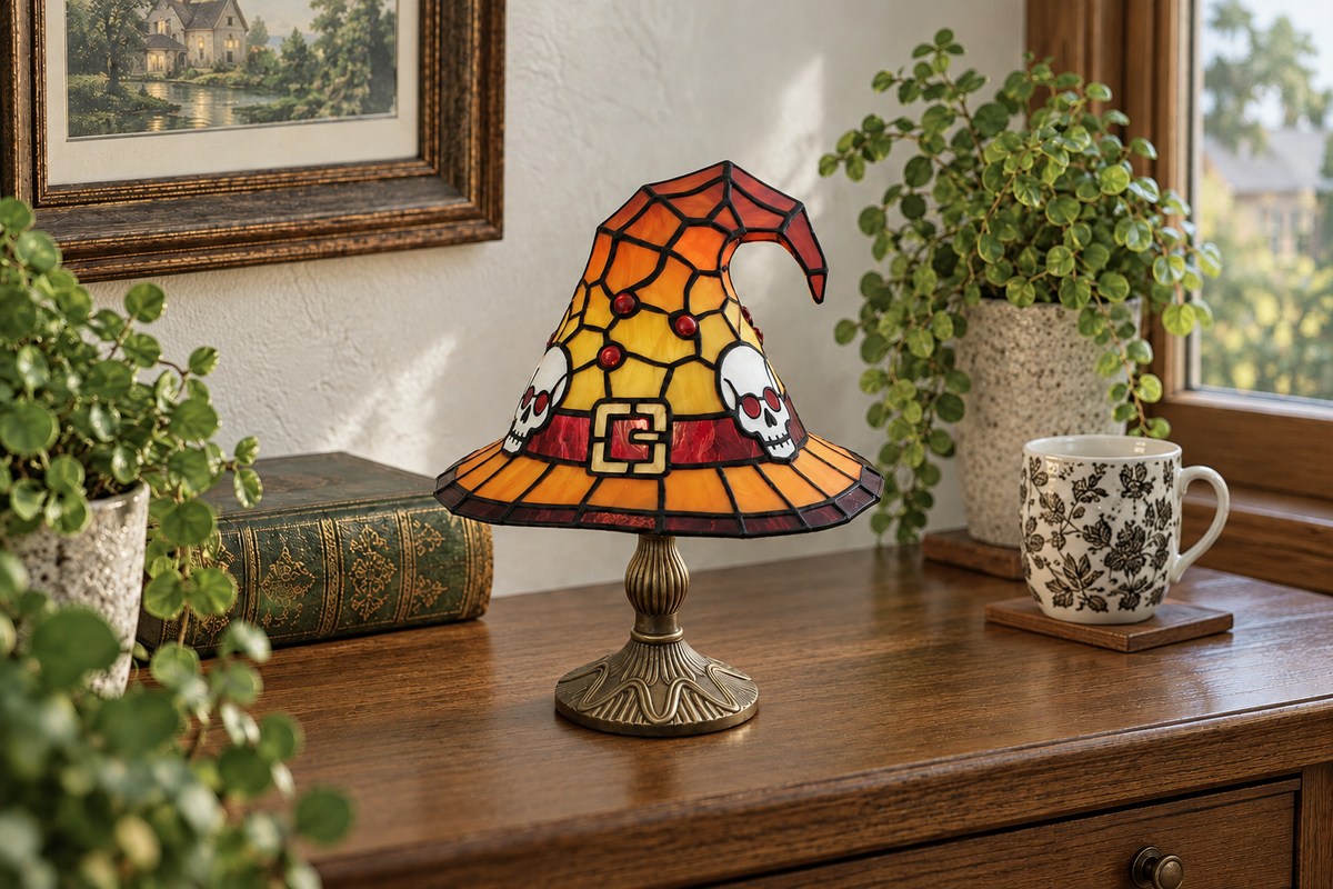 Witch Hat – Stained-Glass Style Resin Lamp — same hero product in daylight, light off