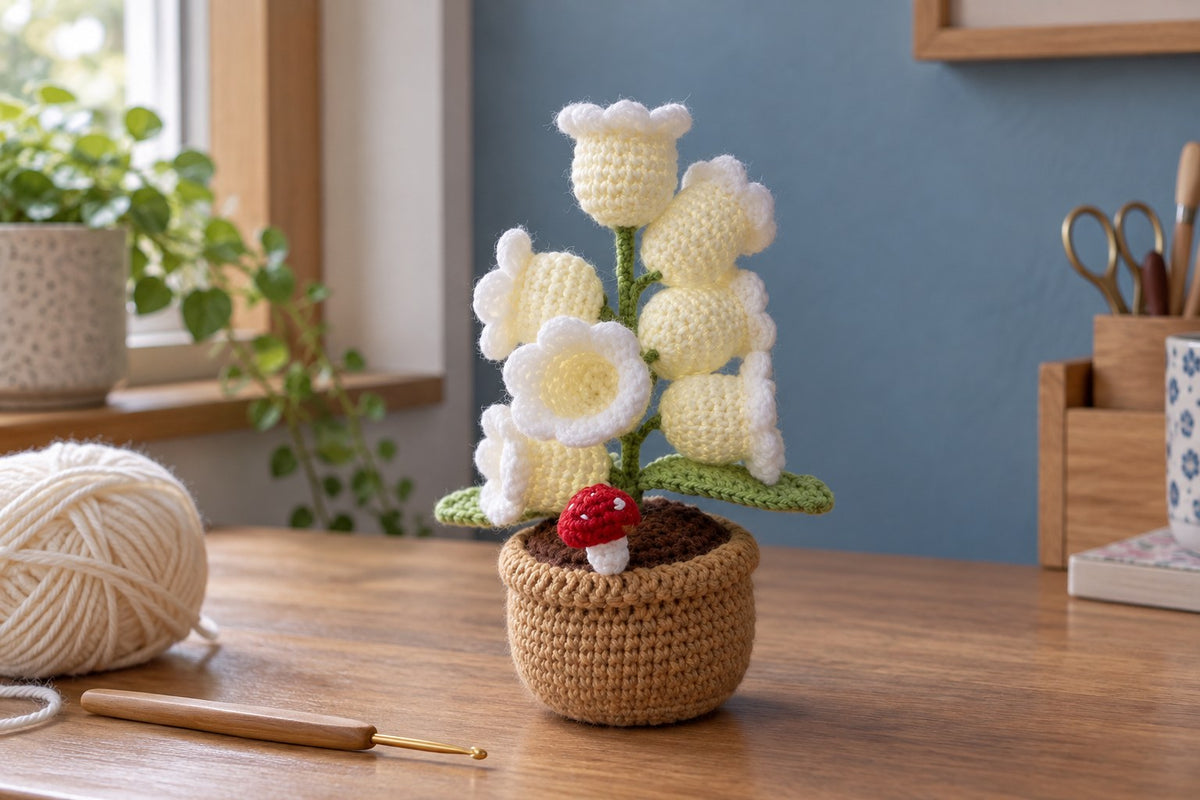 Crochet Bloom – Crochet Orchid Lamp with the light switched off