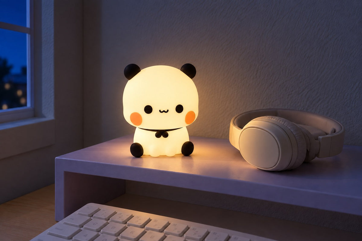 ObiPandi – Panda & Capybara Touch Night Lamp with the light switched on