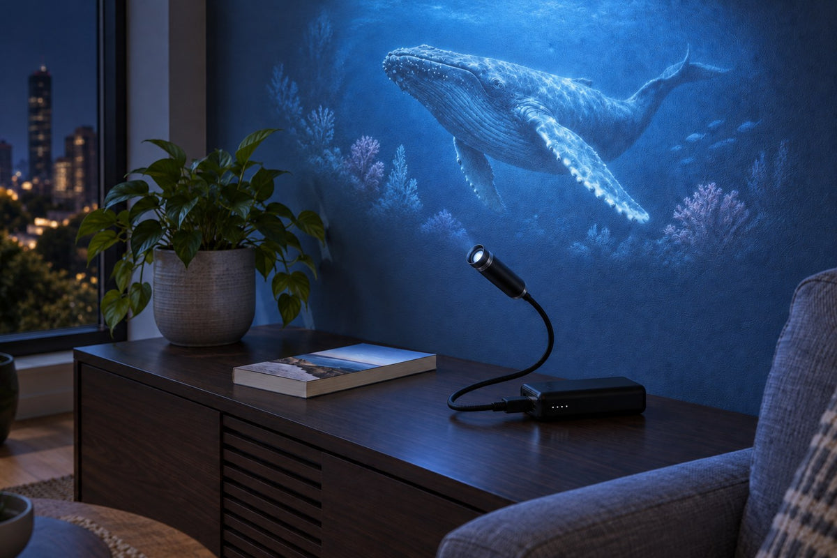 Kaleido Beam – Multi-Pattern Projector Lamp with the light switched on