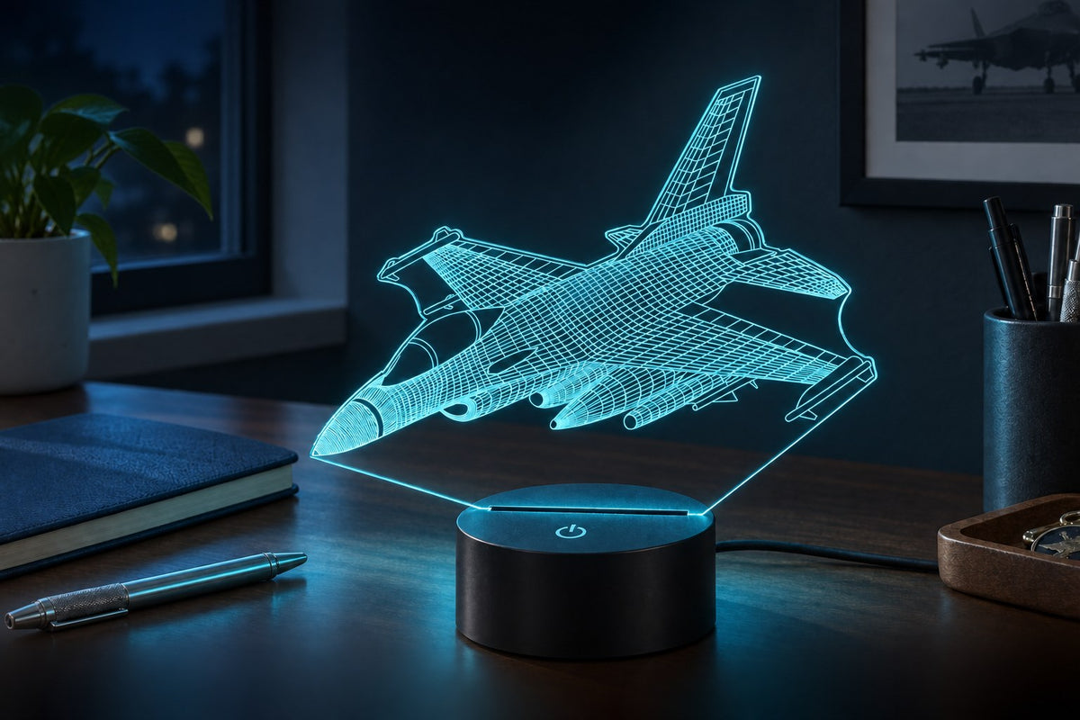 Sky Pilot – Airplane 3D Illusion Lamp with the light switched on