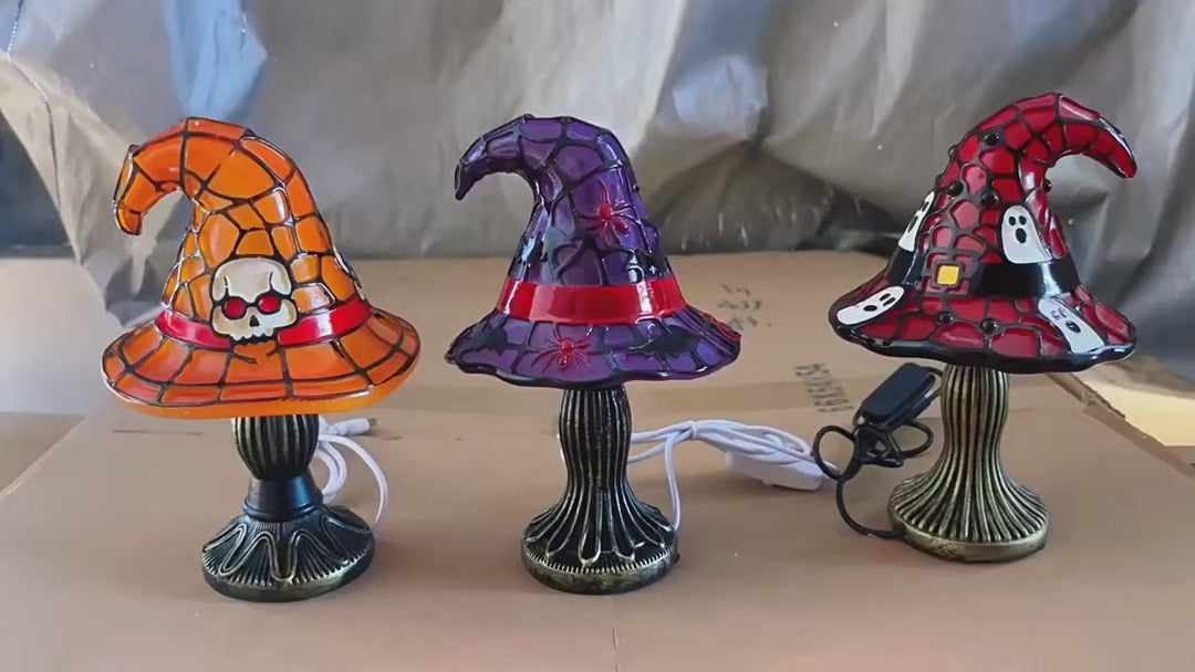 
Witch Hat – Stained-Glass Style Resin Lamp