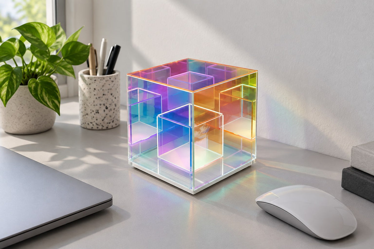 Hologram Prism – Decorative Acrylic Sculpture Lamp with the light switched off