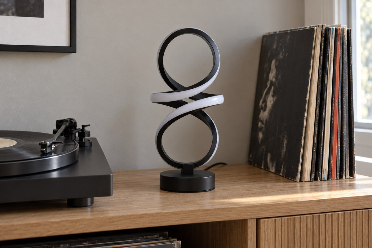 Infinity Swirl – Spiral LED Table Lamp with the light switched off