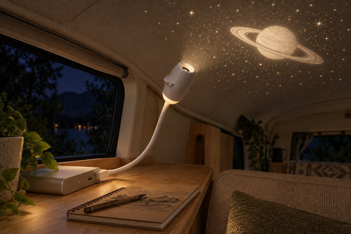 Galaxy Duo – Mini Two-in-One Galaxy Lamp with the light switched on