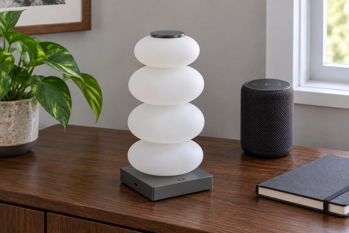 Pebble Totem – RGB Strip Table Lamp with the light switched off