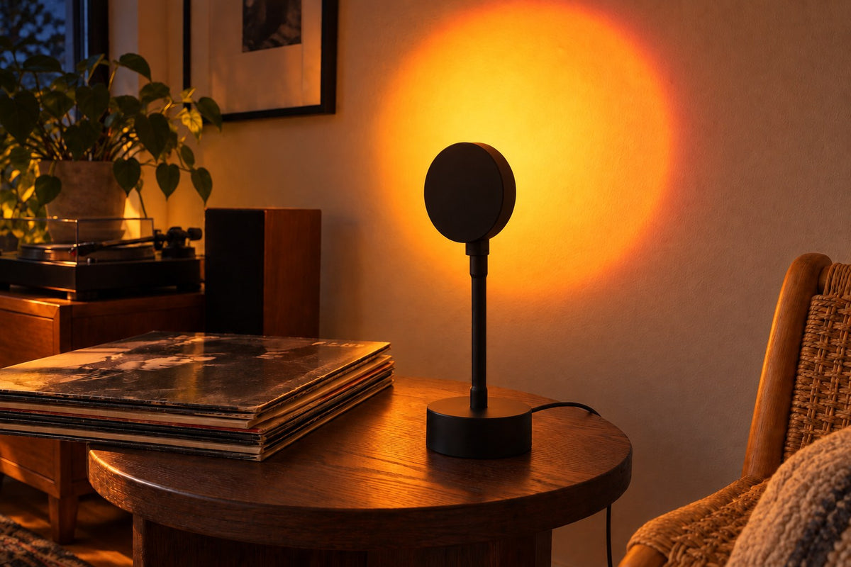Sunset Halo – Remote Sunset Halo Lamp with the light switched on