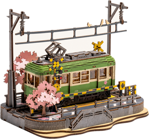 Cherry Tram – Wooden Tram Model Kit with LED Lights