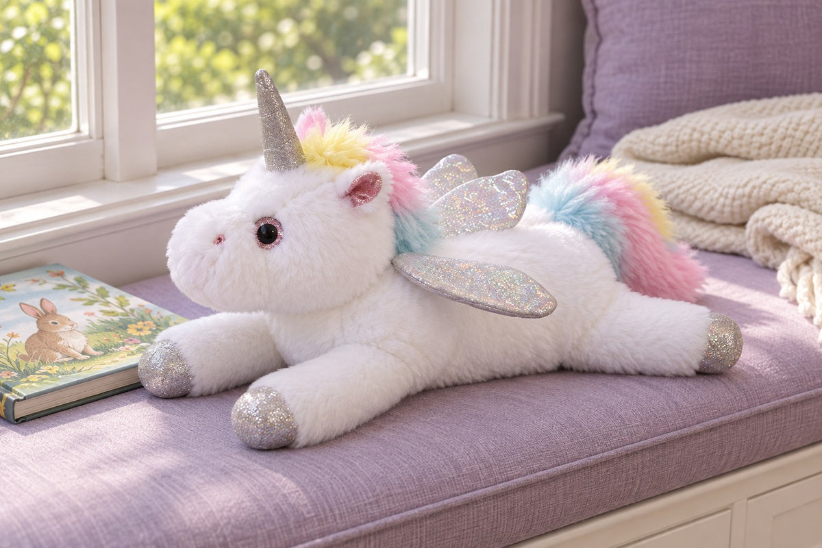 ObiSparkle – LED Light-Up Unicorn Plush Toy with the light switched off