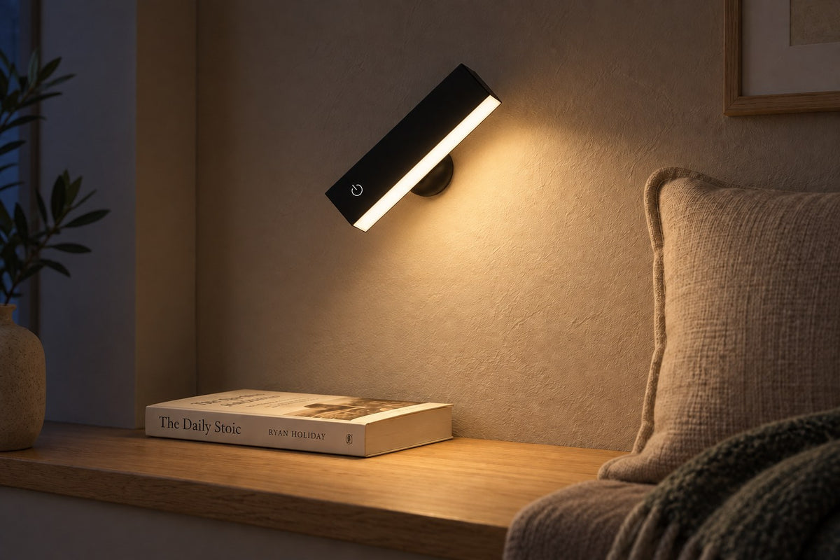 Wall Pebble – Rechargeable Magnetic Wall Lamp with the light switched on