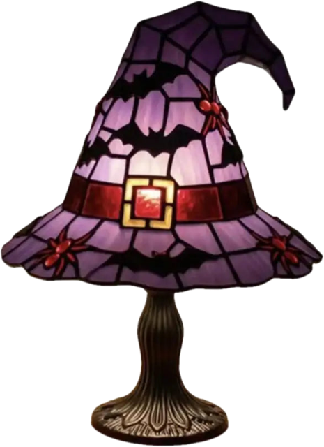 Witch Hat – Stained-Glass Style Resin Lamp