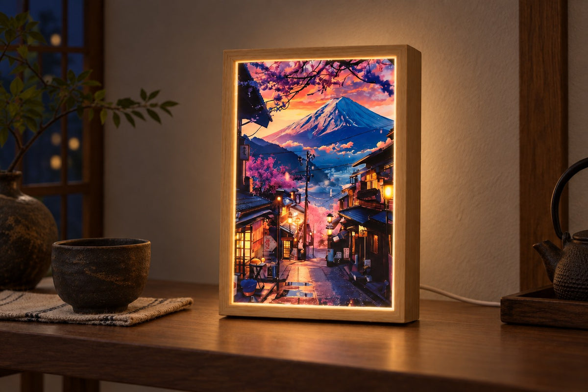 Kyoto Nights – Tokyo Art Lamp with the light switched on